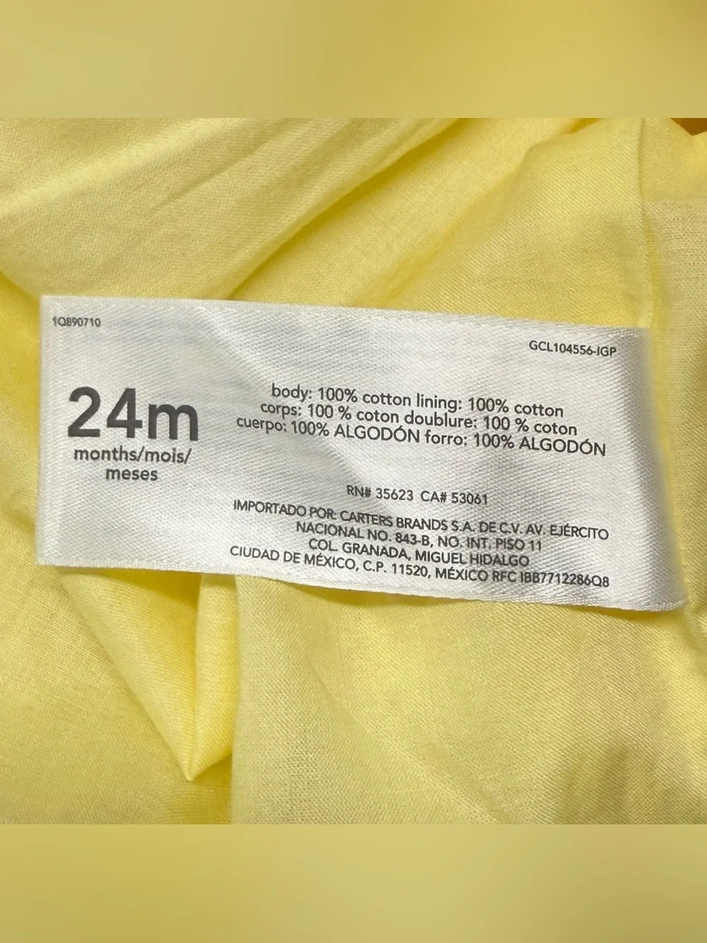 Oshkosh B’Gosh size 24M Baby Girl Summer Yellow Eyelet Babydoll Dress